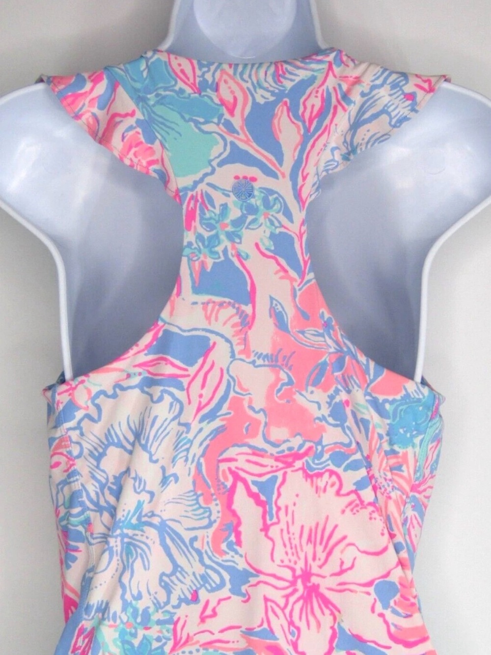 Lilly Pulitzer Luxletic Medium Floral Ruffle Sleeve UPF Performance Tank Top M - Picture 4 of 8